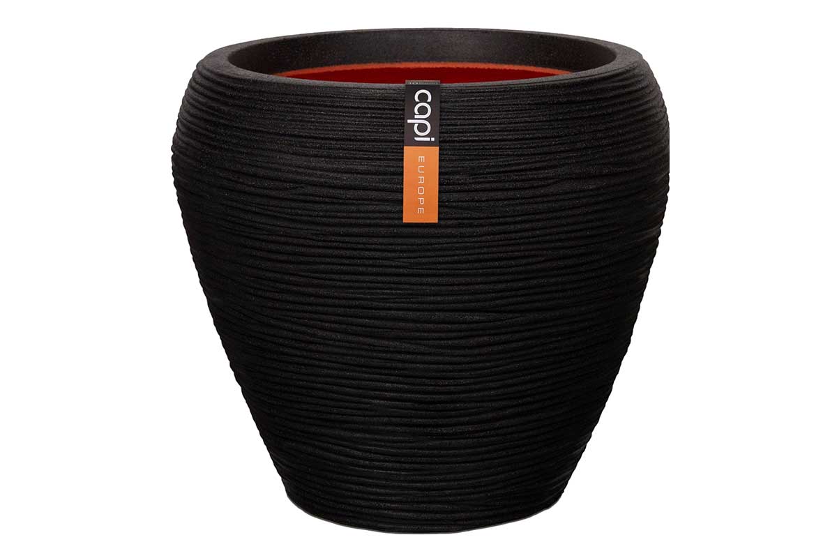 Capi Vase Taper round rib black 42cm (KBLR362)