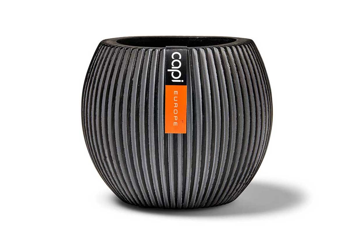 Capi Vase ball groove black 10cm (BGVZ101)