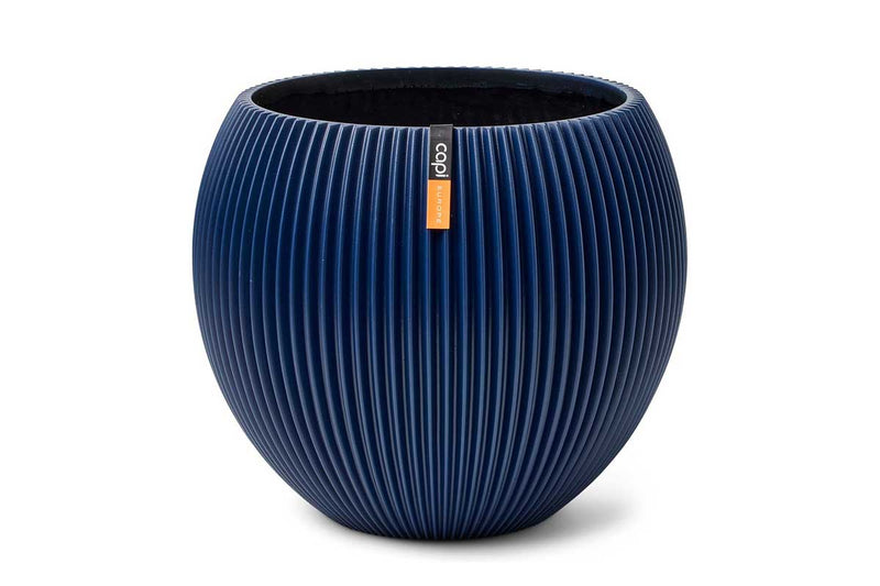 Capi Vase ball groove dark blue 10cm (BGVDBI101)