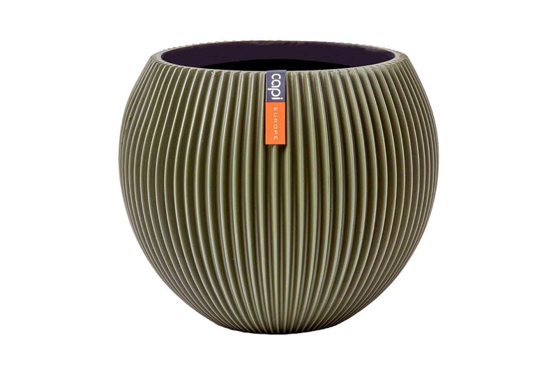 Capi Vase ball groove green 10cm (BGVGN101)