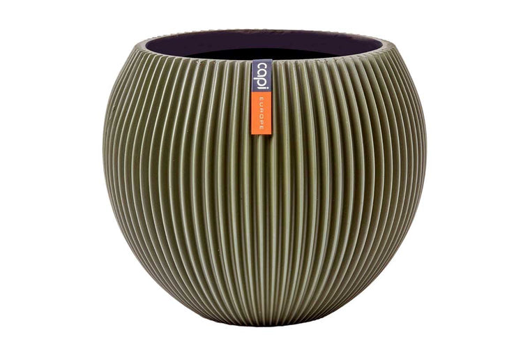 Capi Vase ball groove green 13cm (BGVGN109)