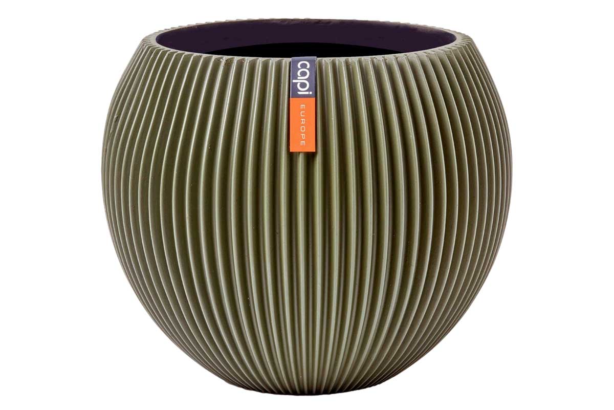 Capi Vase ball groove green 18cm (BGVGN102)