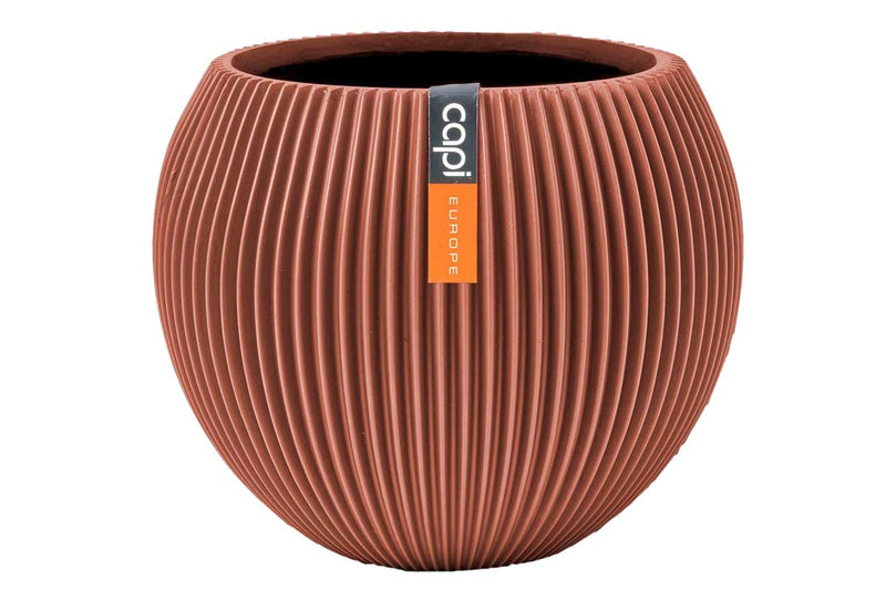Capi Vase ball groove merot red 18cm (BGVMR102)
