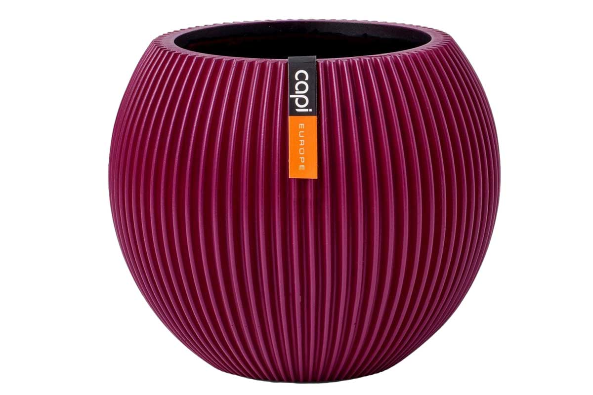 Capi Vase ball groove purple18cm (BGVP102)
