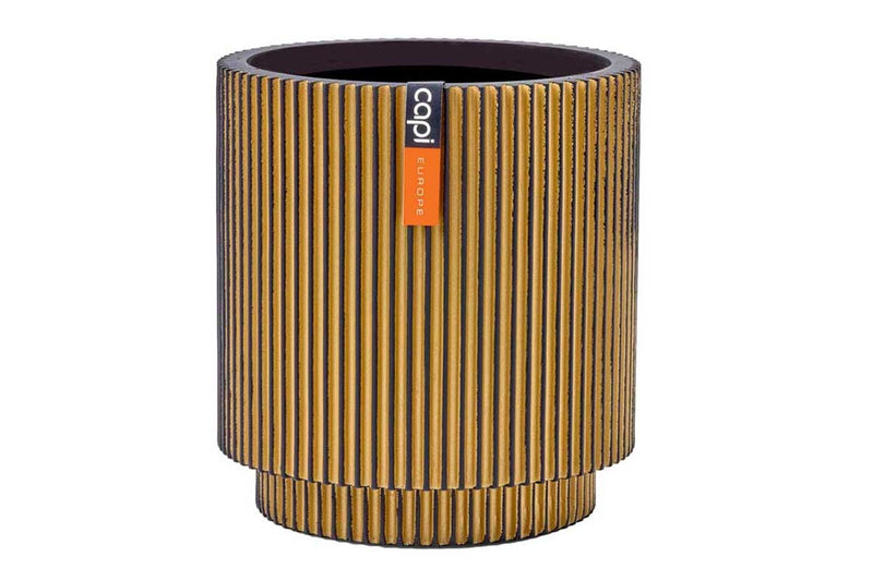 Capi Vase cylinder groove black-gold 11cm (BGVGB312)