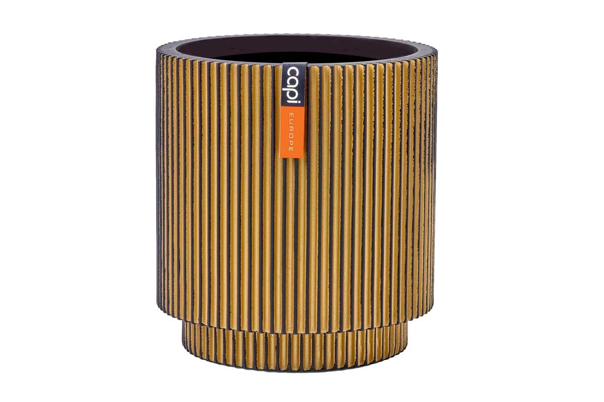 Capi Vase cylinder groove black-gold 8cm (BGVGB311)