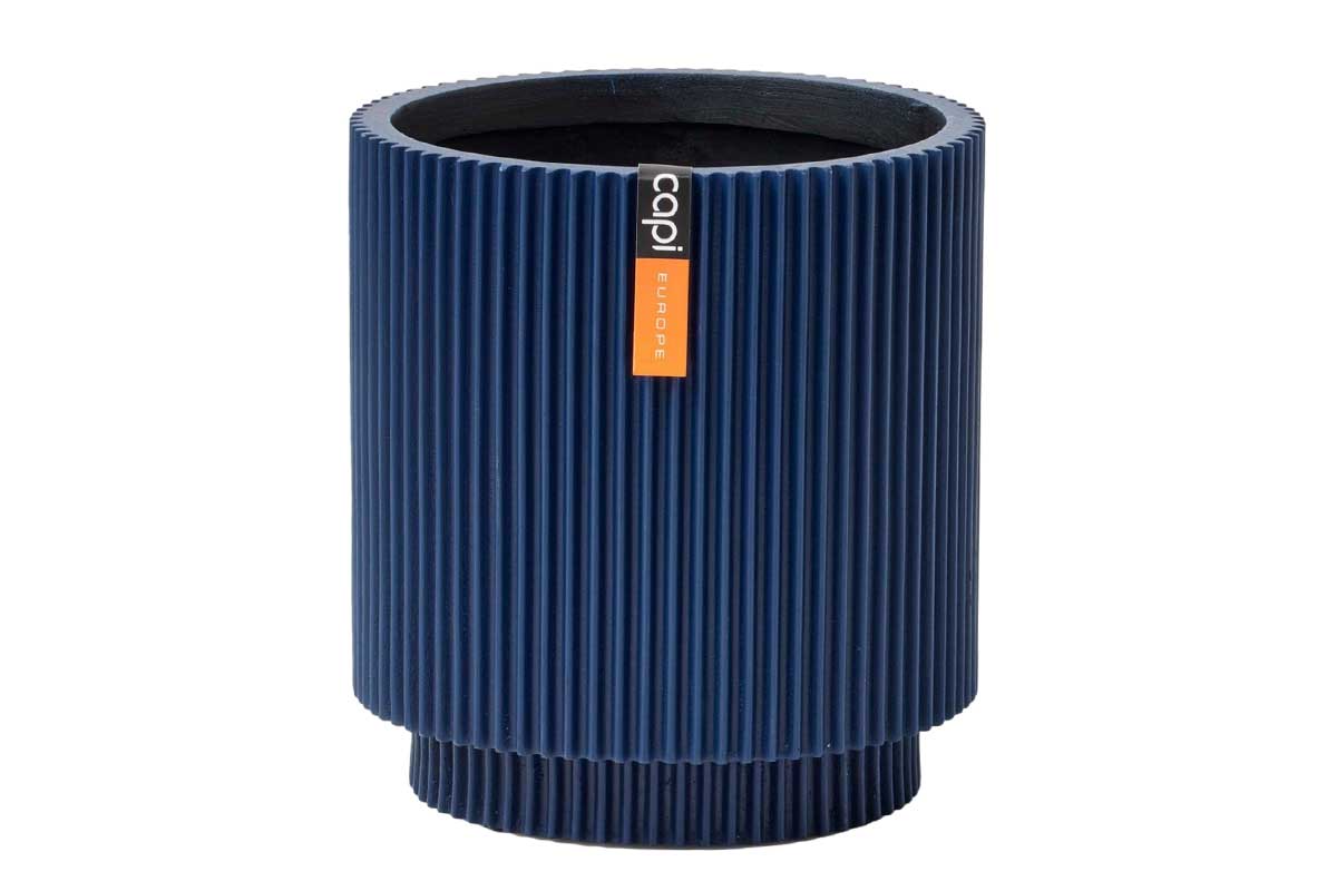 Capi Vase cylinder groove dark blue 11cm (BGVDB312)