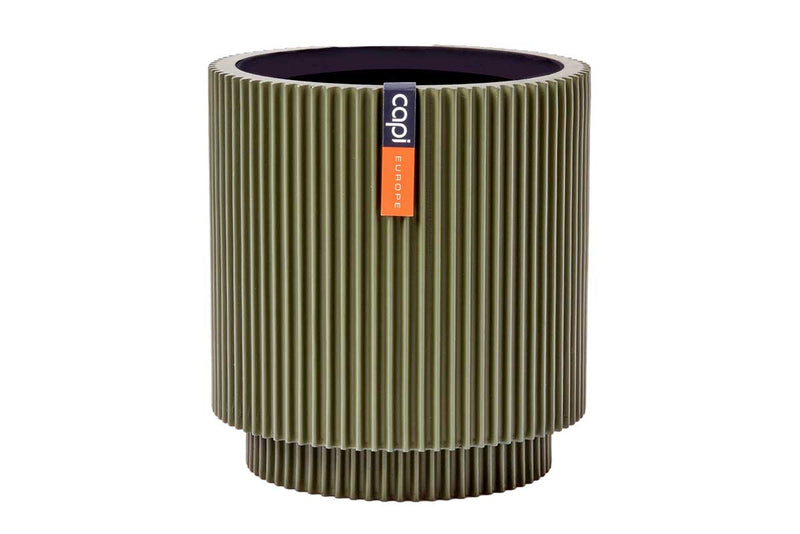 Capi Vase cylinder groove green 11cm (BGVGN312)