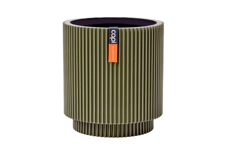 Capi Vase cylinder groove green 8cm (BGVGN311)