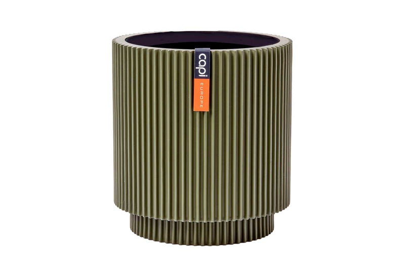 Capi Vase cylinder groove green 8cm (BGVGN311)