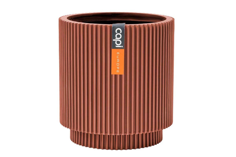 Capi Vase cylinder groove merlot-red 11cm (BGVMR312)