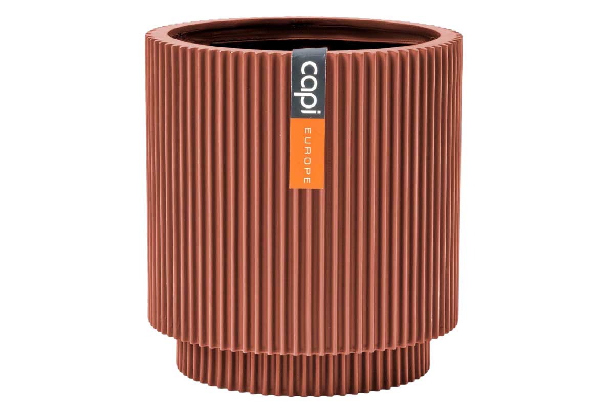 Capi Vase cylinder groove merlot-red 15cm (BGVMR313)