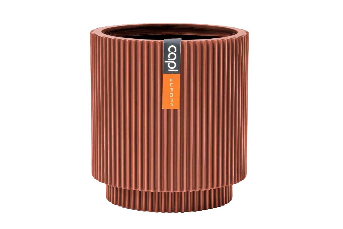 Capi Vase cylinder groove merlot-red 8cm (BGVMR311)