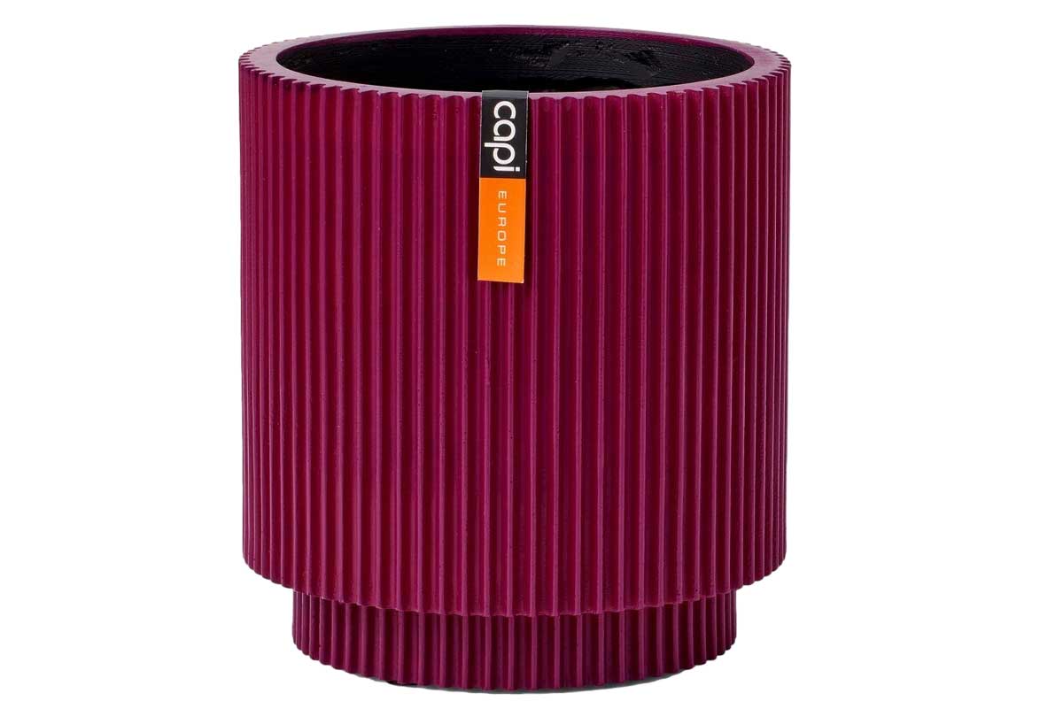 Capi Vase cylinder groove purple 15cm (BGVP313)