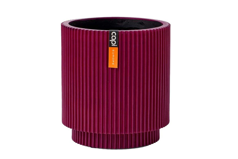 Capi Vase cylinder groove purple 8cm (BGVP311)