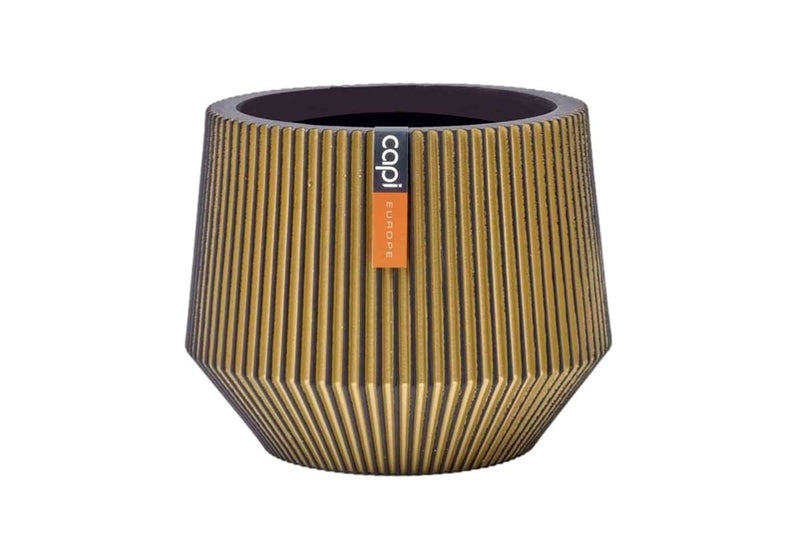 Capi Vase cylinder geo groove black-gold 9cm (BGVGB331)
