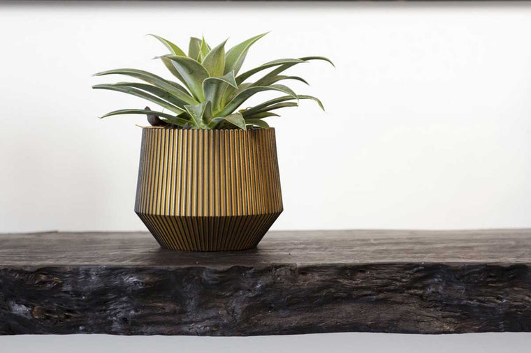 Capi Vase cylinder geo groove black-gold